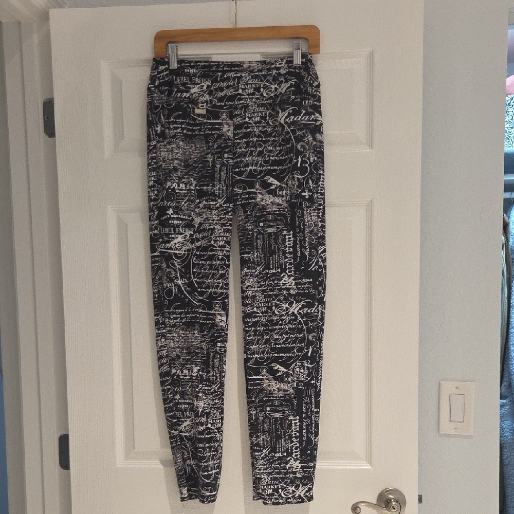 Patchington Black and White Script Ankle Pants - image 1